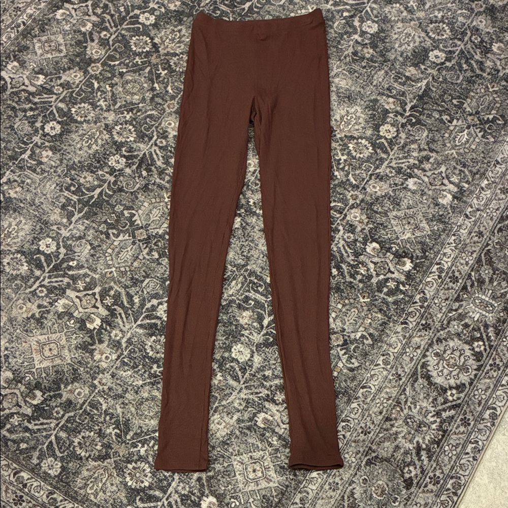 NEW Naked Wardrobe Chocolate Ribbed Leggings